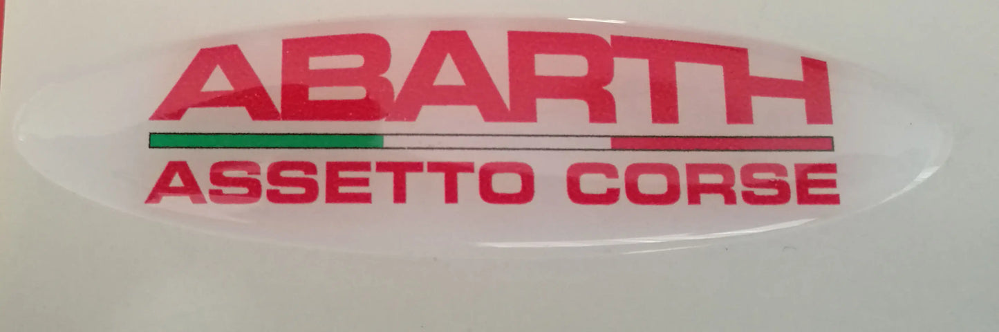 1 Adesivo Resinato Sticker 3D Abarth Assetto Corse con BANDIERINA 10 * 2,6 cm