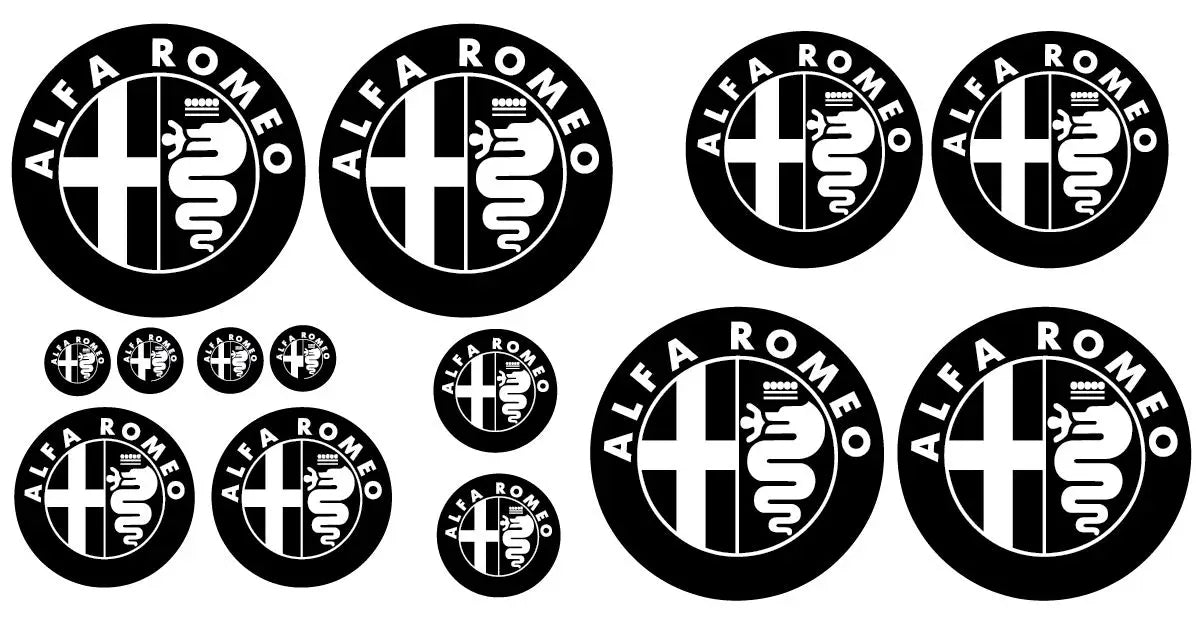 kit 14 Adesivi Resinati 3D Alfaromeo old colore nero