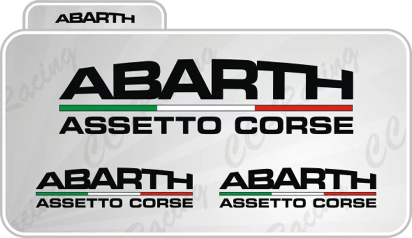 3 Adesivi auto fiat 500 abarth assetto corsa stickers decal