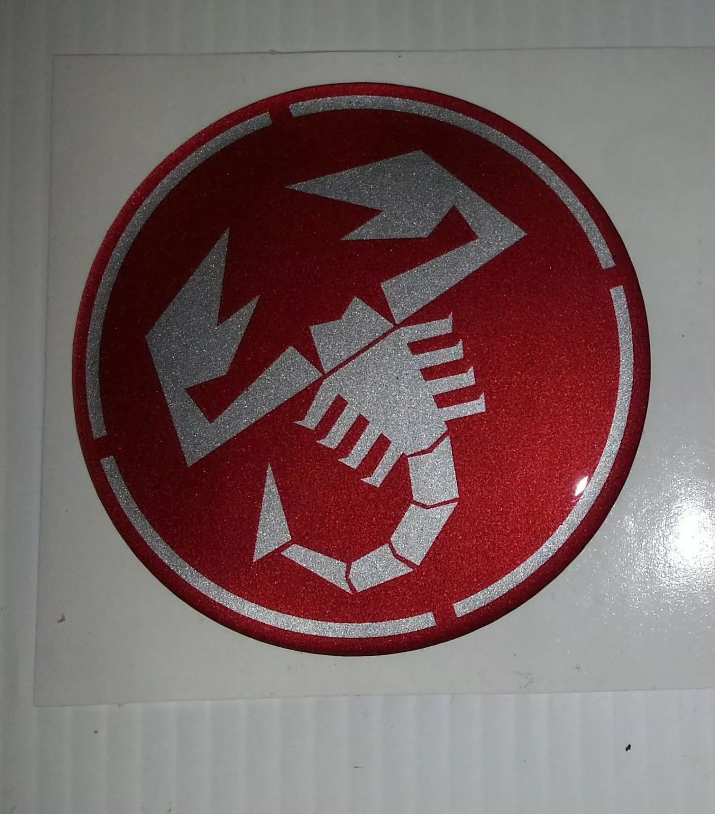 Adesivo Resinato Sticker 3D Fiat 1/5/10 cm Abarth Rosso Silver