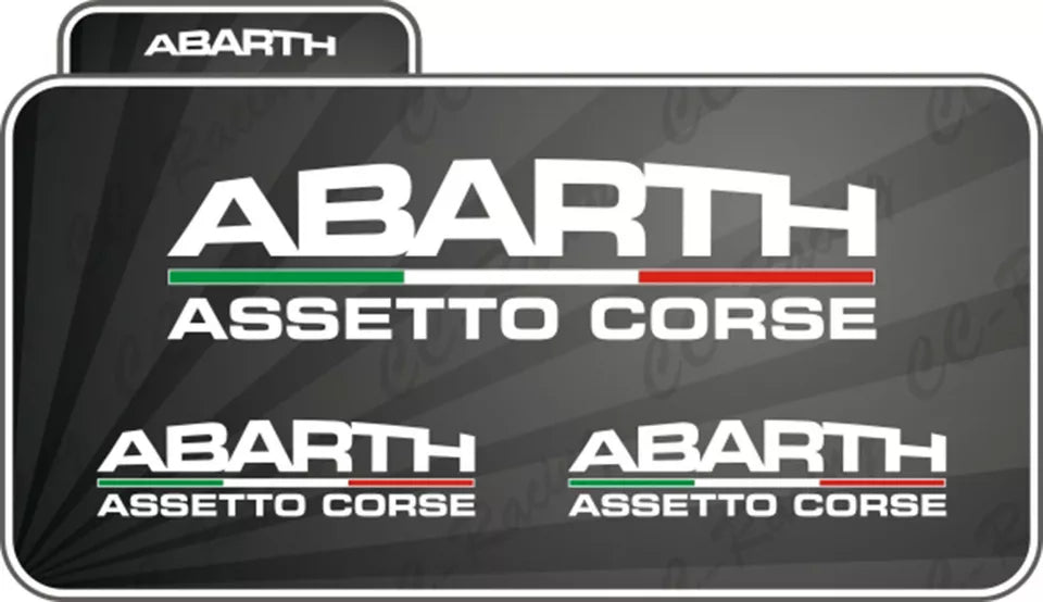 3 Adesivi auto fiat 500 abarth assetto corsa stickers decal